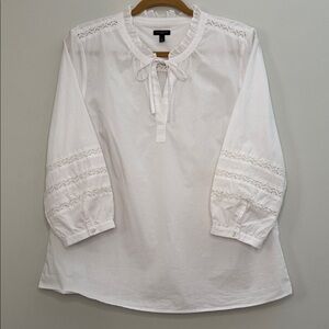 TALBOTS White Lace Trim Blouse